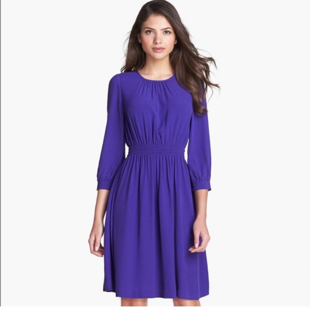 Kate Spade Women’s Zari Long Sleeve High Neck Mini Dress in Disco Purple Size 4